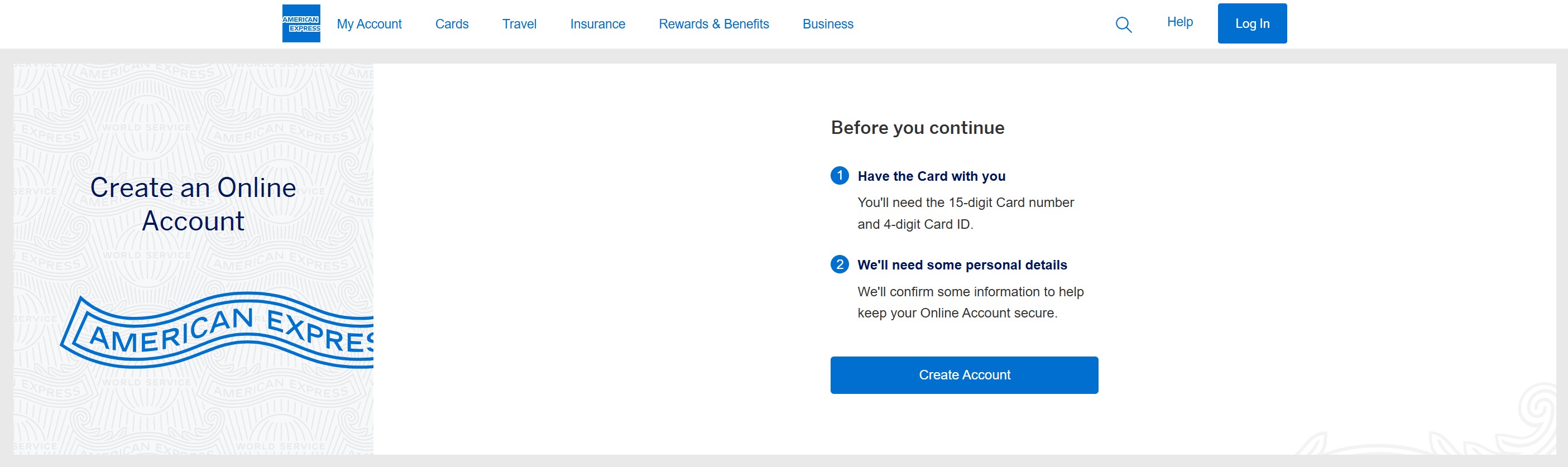 American Express credit card enroll